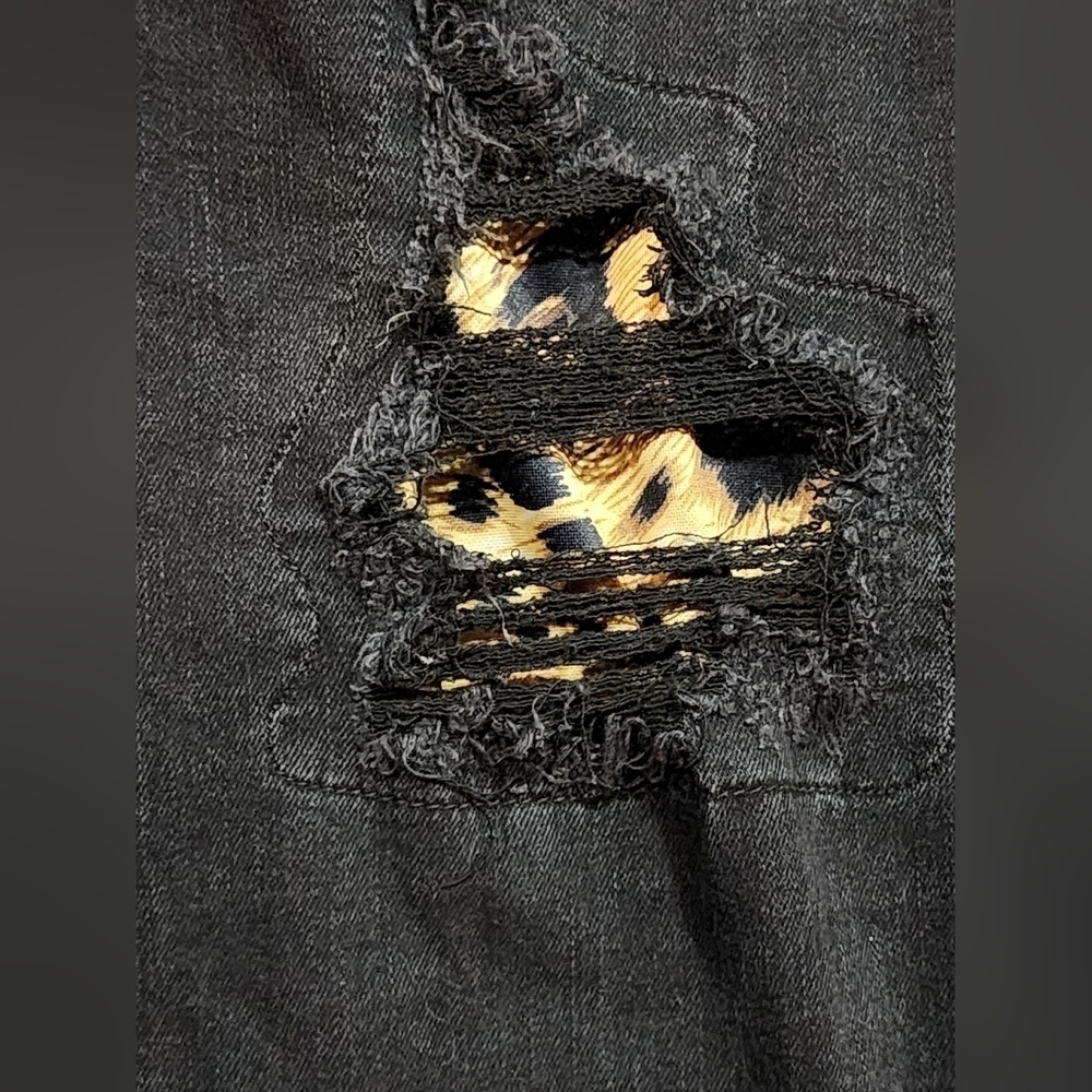 Judy Blue black skinny high rise peek-a-boo animal print stretch jeans Size 16W - Picture 6 of 12